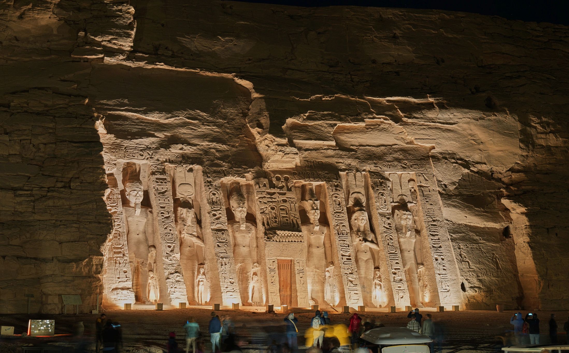 Visitors at the Abu Simbel temple in Egypt
